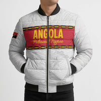 Custom Angola Football Bomber Puffer Jacket Avante Palancas Negras - White - Wonder Print Shop