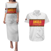 Custom Angola Football Couples Matching Puletasi and Hawaiian Shirt Avante Palancas Negras - White - Wonder Print Shop