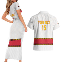 Custom Angola Football Couples Matching Short Sleeve Bodycon Dress and Hawaiian Shirt Avante Palancas Negras - White - Wonder Print Shop