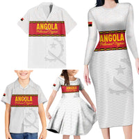 Custom Angola Football Family Matching Long Sleeve Bodycon Dress and Hawaiian Shirt Avante Palancas Negras - White - Wonder Print Shop
