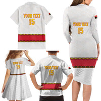 Custom Angola Football Family Matching Long Sleeve Bodycon Dress and Hawaiian Shirt Avante Palancas Negras - White - Wonder Print Shop