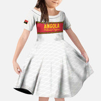 Custom Angola Football Family Matching Off The Shoulder Long Sleeve Dress and Hawaiian Shirt Avante Palancas Negras - White - Wonder Print Shop