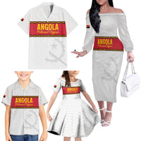Custom Angola Football Family Matching Off The Shoulder Long Sleeve Dress and Hawaiian Shirt Avante Palancas Negras - White - Wonder Print Shop