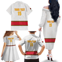 Custom Angola Football Family Matching Off The Shoulder Long Sleeve Dress and Hawaiian Shirt Avante Palancas Negras - White - Wonder Print Shop