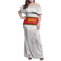 Custom Angola Football Family Matching Off Shoulder Maxi Dress and Hawaiian Shirt Avante Palancas Negras - White - Wonder Print Shop