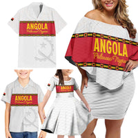 Custom Angola Football Family Matching Off Shoulder Short Dress and Hawaiian Shirt Avante Palancas Negras - White - Wonder Print Shop