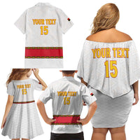 Custom Angola Football Family Matching Off Shoulder Short Dress and Hawaiian Shirt Avante Palancas Negras - White - Wonder Print Shop
