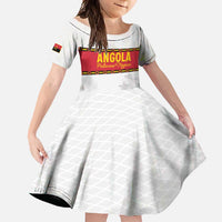 Custom Angola Football Family Matching Short Sleeve Bodycon Dress and Hawaiian Shirt Avante Palancas Negras - White - Wonder Print Shop