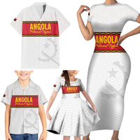 Custom Angola Football Family Matching Short Sleeve Bodycon Dress and Hawaiian Shirt Avante Palancas Negras - White - Wonder Print Shop