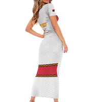 Custom Angola Football Family Matching Short Sleeve Bodycon Dress and Hawaiian Shirt Avante Palancas Negras - White - Wonder Print Shop