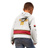 Custom Angola Football Kid Hoodie Avante Palancas Negras - White - Wonder Print Shop