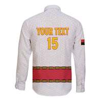 Custom Angola Football Long Sleeve Button Shirt Avante Palancas Negras - White - Wonder Print Shop