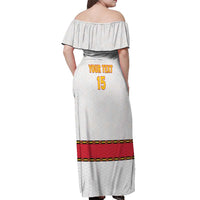 Custom Angola Football Off Shoulder Maxi Dress Avante Palancas Negras - White - Wonder Print Shop