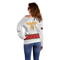 Custom Angola Football Off Shoulder Sweater Avante Palancas Negras - White - Wonder Print Shop