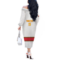 Custom Angola Football Off The Shoulder Long Sleeve Dress Avante Palancas Negras - White - Wonder Print Shop