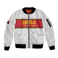 Custom Angola Football Sleeve Zip Bomber Jacket Avante Palancas Negras - White - Wonder Print Shop