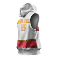 Custom Angola Football Sleeveless Hoodie Avante Palancas Negras - White - Wonder Print Shop