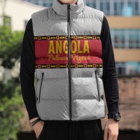 Custom Angola Football Sleeveless Puffer Jacket Avante Palancas Negras - White - Wonder Print Shop