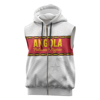 Custom Angola Football Sleeveless Zip Hoodie Avante Palancas Negras - White - Wonder Print Shop