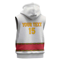 Custom Angola Football Sleeveless Zip Hoodie Avante Palancas Negras - White - Wonder Print Shop