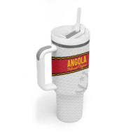 Custom Angola Football Tumbler With Handle Avante Palancas Negras - White - Wonder Print Shop