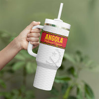 Custom Angola Football Tumbler With Handle Avante Palancas Negras - White - Wonder Print Shop