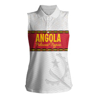 Custom Angola Football Women Sleeveless Polo Shirt Avante Palancas Negras - White - Wonder Print Shop