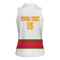 Custom Angola Football Women Sleeveless Polo Shirt Avante Palancas Negras - White - Wonder Print Shop