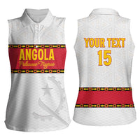 Custom Angola Football Women Sleeveless Polo Shirt Avante Palancas Negras - White - Wonder Print Shop