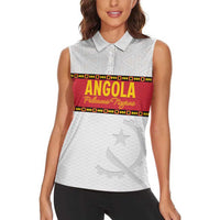 Custom Angola Football Women Sleeveless Polo Shirt Avante Palancas Negras - White - Wonder Print Shop