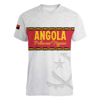 Custom Angola Football Women V-Neck T-Shirt Avante Palancas Negras - White - Wonder Print Shop