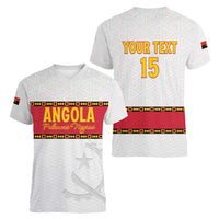 Custom Angola Football Women V-Neck T-Shirt Avante Palancas Negras - White - Wonder Print Shop