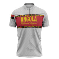 Custom Angola Football Zipper Polo Shirt Avante Palancas Negras - White - Wonder Print Shop