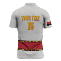 Custom Angola Football Zipper Polo Shirt Avante Palancas Negras - White - Wonder Print Shop
