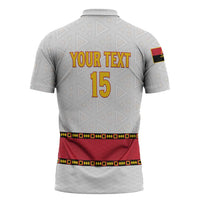 Custom Angola Football Zipper Polo Shirt Avante Palancas Negras - White - Wonder Print Shop