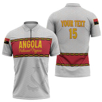 Custom Angola Football Zipper Polo Shirt Avante Palancas Negras - White - Wonder Print Shop