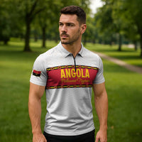 Custom Angola Football Zipper Polo Shirt Avante Palancas Negras - White - Wonder Print Shop