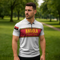 Custom Angola Football Zipper Polo Shirt Avante Palancas Negras - White - Wonder Print Shop
