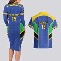 Custom Tanzania Football Couples Matching Long Sleeve Bodycon Dress and Hawaiian Shirt Go Taifa Stars Go - Wonder Print Shop