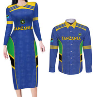 Custom Tanzania Football Couples Matching Long Sleeve Bodycon Dress and Long Sleeve Button Shirt Go Taifa Stars Go - Wonder Print Shop