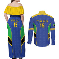 Custom Tanzania Football Couples Matching Off Shoulder Maxi Dress and Long Sleeve Button Shirt Go Taifa Stars Go - Wonder Print Shop