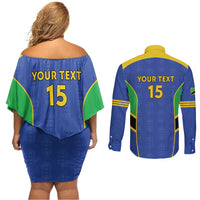 Custom Tanzania Football Couples Matching Off Shoulder Short Dress and Long Sleeve Button Shirt Go Taifa Stars Go - Wonder Print Shop