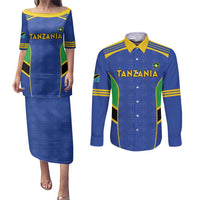 Custom Tanzania Football Couples Matching Puletasi and Long Sleeve Button Shirt Go Taifa Stars Go - Wonder Print Shop