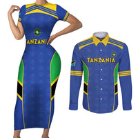 Custom Tanzania Football Couples Matching Short Sleeve Bodycon Dress and Long Sleeve Button Shirt Go Taifa Stars Go - Wonder Print Shop