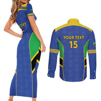 Custom Tanzania Football Couples Matching Short Sleeve Bodycon Dress and Long Sleeve Button Shirt Go Taifa Stars Go - Wonder Print Shop