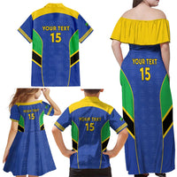 Custom Tanzania Football Family Matching Off Shoulder Maxi Dress and Hawaiian Shirt Go Taifa Stars Go - Wonder Print Shop