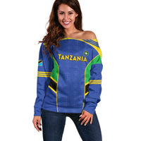 Custom Tanzania Football Off Shoulder Sweater Go Taifa Stars Go - Wonder Print Shop