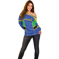 Custom Tanzania Football Off Shoulder Sweater Go Taifa Stars Go - Wonder Print Shop