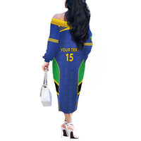 Custom Tanzania Football Off The Shoulder Long Sleeve Dress Go Taifa Stars Go - Wonder Print Shop