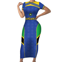 Custom Tanzania Football Short Sleeve Bodycon Dress Go Taifa Stars Go - Wonder Print Shop